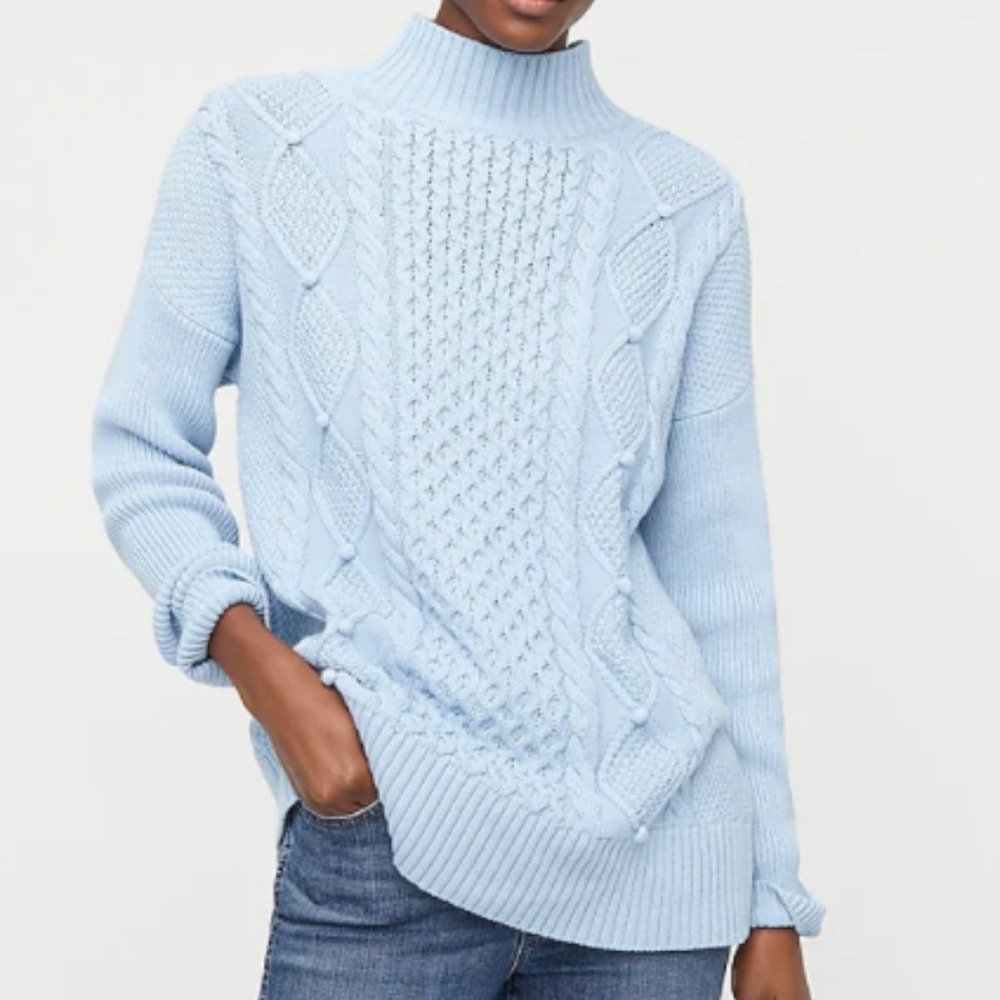 J. Crew Swingy Cable-Knit Mockneck Sweater NWOT